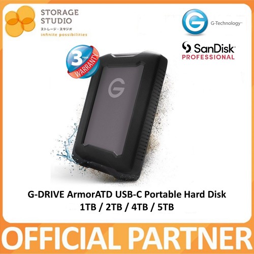 SANDISK PROFESSIONAL G-DRIVE ArmorATD External Hard Disk, 1TB / 2TB / 4TB / 5TB. Singapore Local 3 Years Warranty